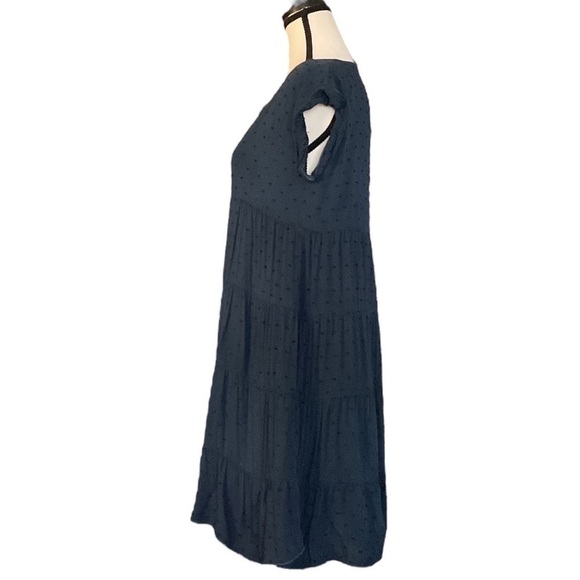 $10$ add on SOCIALITE- navy blue Swiss dot tiered babydoll mini dress.  small - Picture 5 of 9